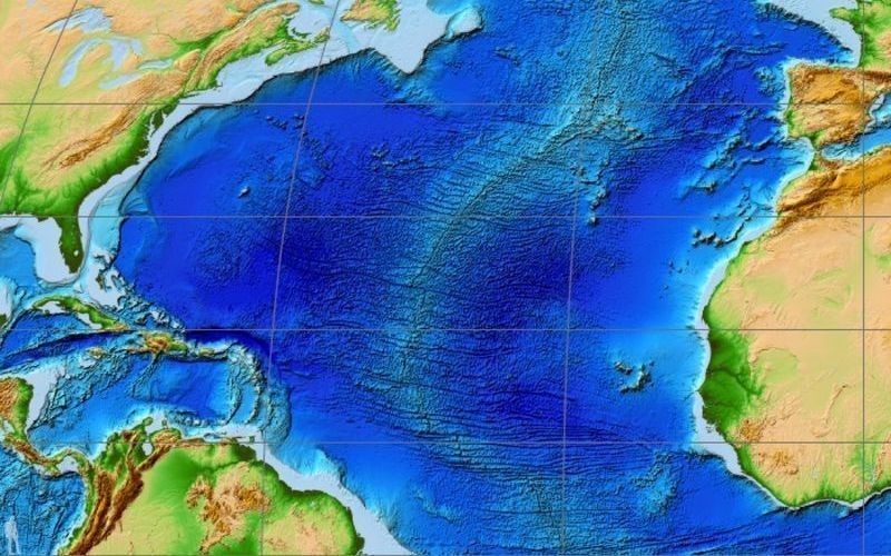 Карта рельефа морского дна земли