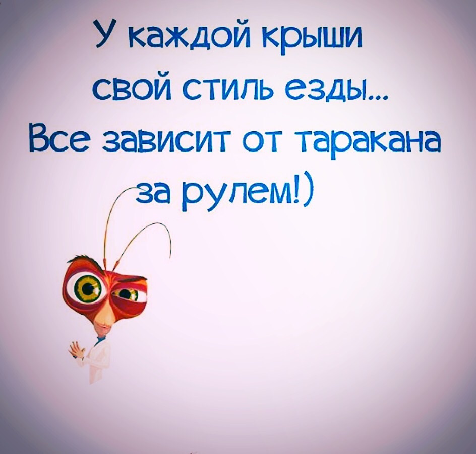 У каждой крыши свой стиль езды все зависит от таракана за рулем