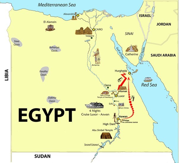 Курорты египта на карте