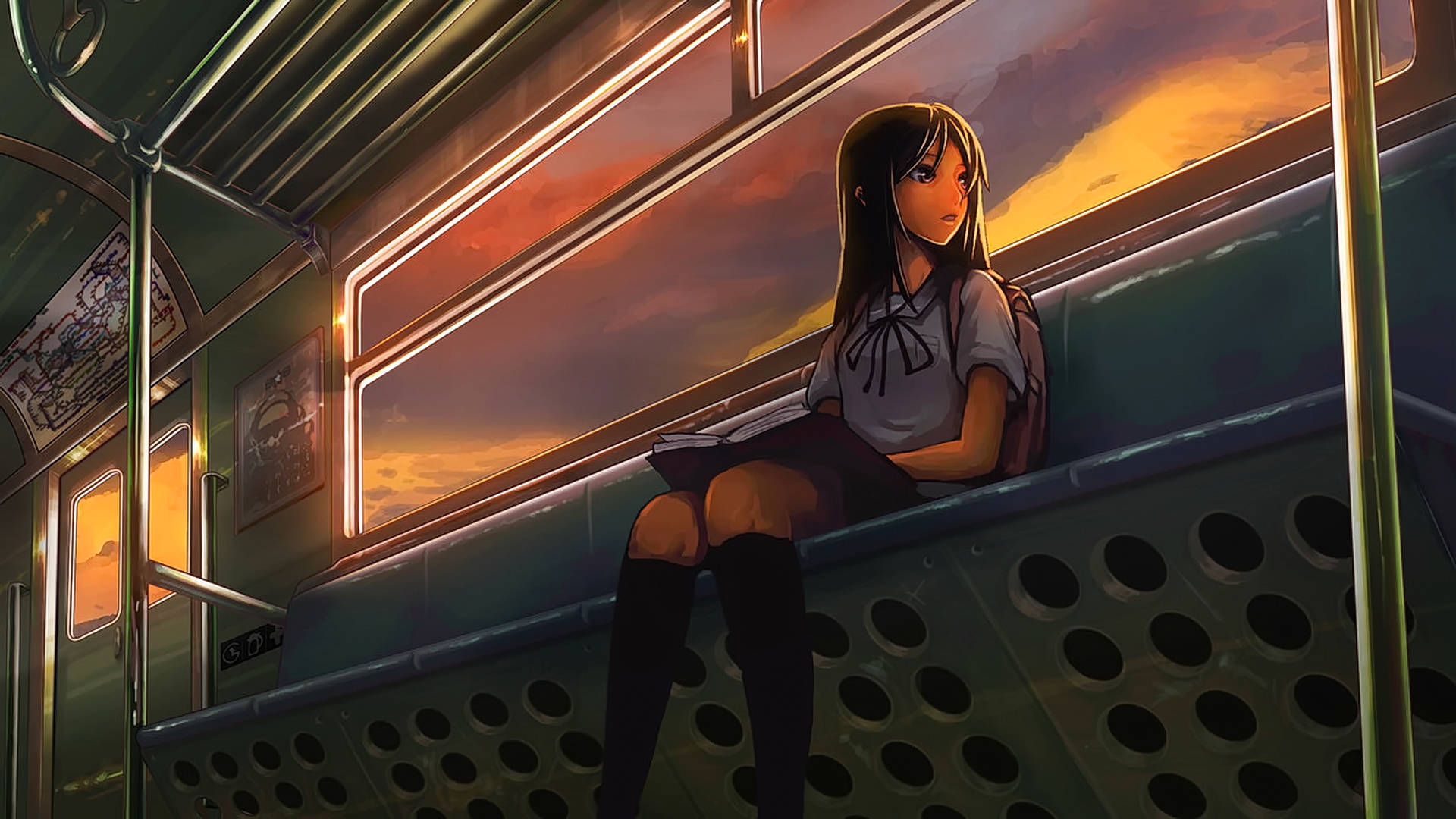 Аниме девочка в поезде